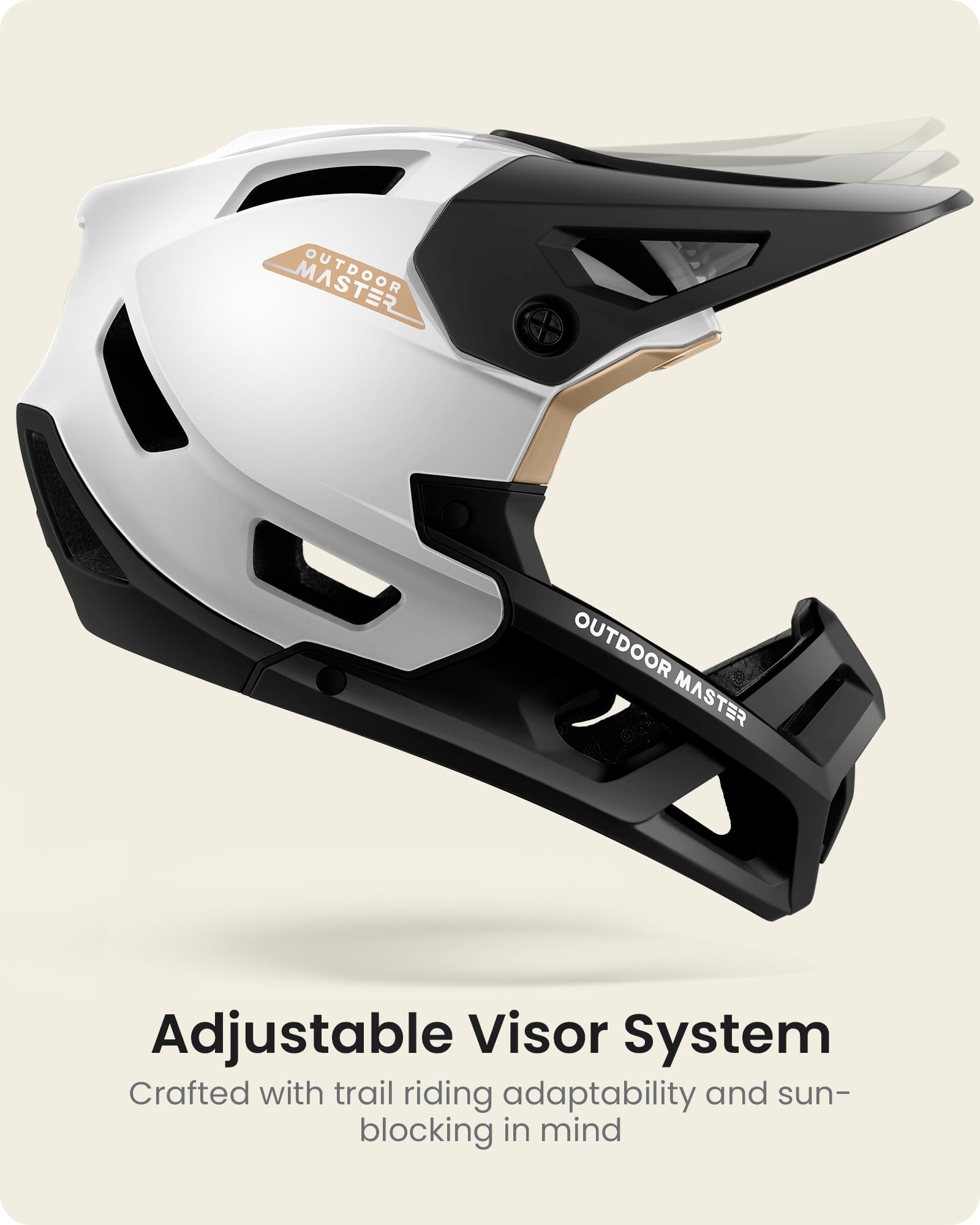 OutdoorMaster Full Face Mountain Bike Helmet for Men & Women-Two Removable Chin Pad Mountain Bike Helmet Grizzly, Ventilation Lightweight Racing Downhill DH BMX MTB Helmet