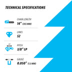 Premium 20 Inch Chainsaw Chain 3/8" Pitch .063" Gauge 72 DL - Fits Husqvarna 480, 465 (Rancher), 570XP, 575XP, 576XP, STIHL and More - 203ATMD009, 75LPX072G, 75EXL072G, 75EXJ072G (3 Chains)