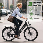Peak 1000W Electric Bike for Adults, 75 Miles PAS Range, 48V 10.4Ah Removable Battery E Bikes, 26" Fat Tire Electric Bicycles, 28 MPH 7-Speed Commuter Ebike, UL2849 Certified, Max 330LBS