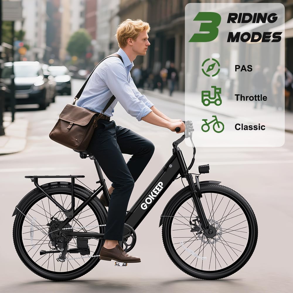 Peak 1000W Electric Bike for Adults, 75 Miles PAS Range, 48V 10.4Ah Removable Battery E Bikes, 26" Fat Tire Electric Bicycles, 28 MPH 7-Speed Commuter Ebike, UL2849 Certified, Max 330LBS