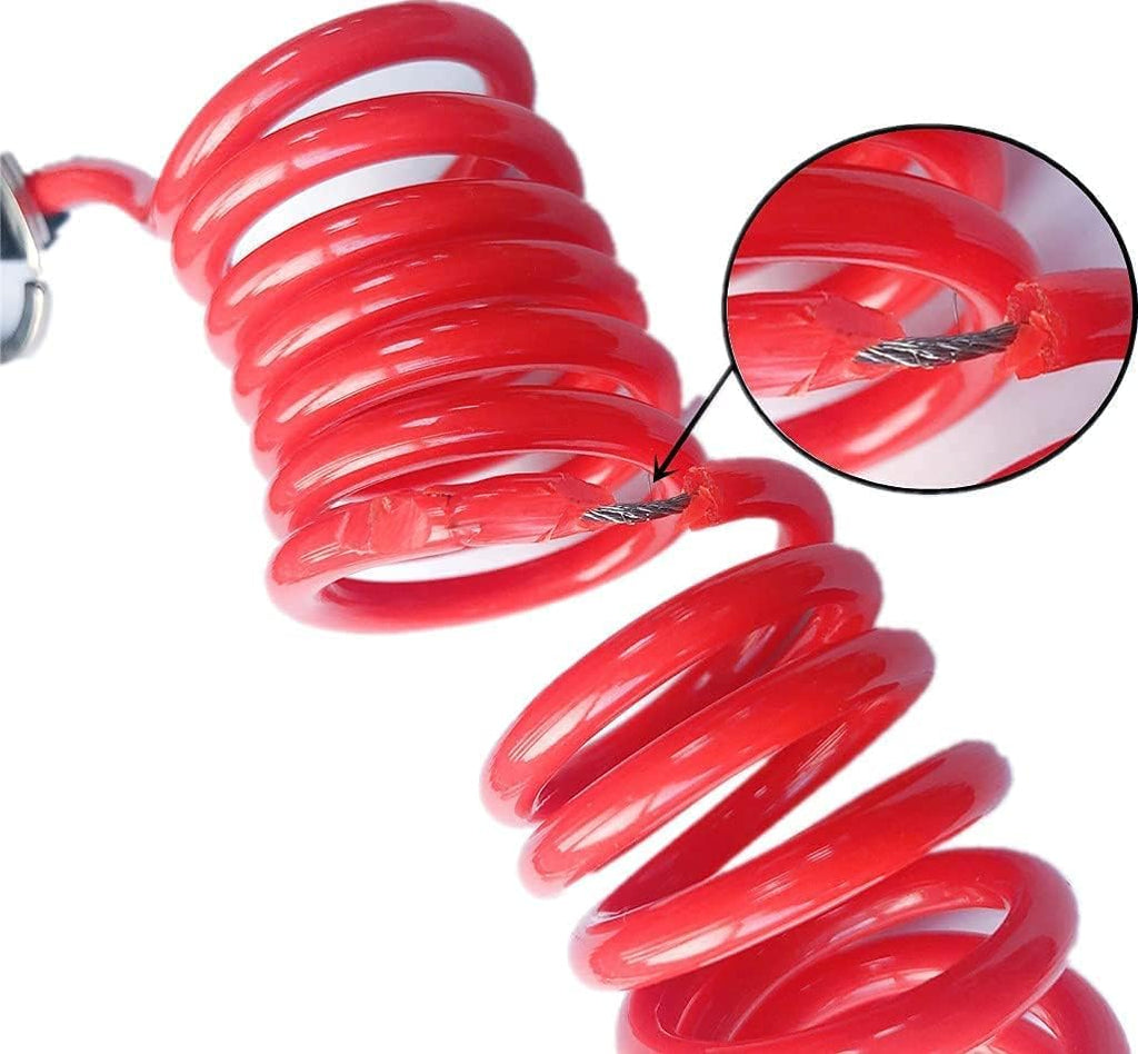 6' Breakaway Trailer Cable Trailer Brake Cable RV Stainless Steel Spring Towing Coiled Wire Safety Straps Ground Clip,for Breakaway Switch 4PCS