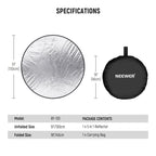 NEEWER 43 Inch/110 Centimeter Light Reflector Diffuser 5 in 1 Collapsible Multi Disc with Bag - Translucent, Silver, Gold, White, and Black for Studio Photography Lighting Outdoor