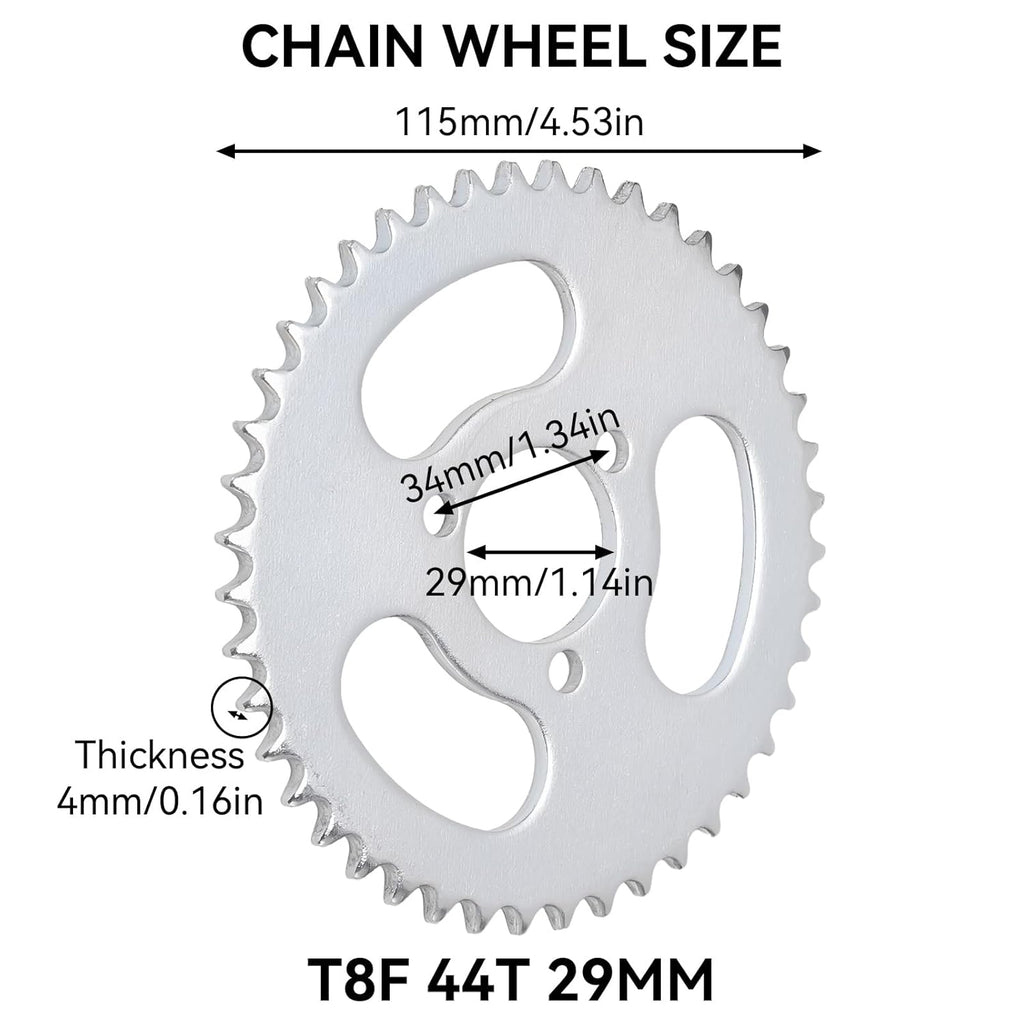 Chain Sprocket Kit, T8F Front and Rear Sprocket Chain Replacement High Power Steel T8F Gear Chain Set for Modified Karts ATVs and Mini Motorcycles