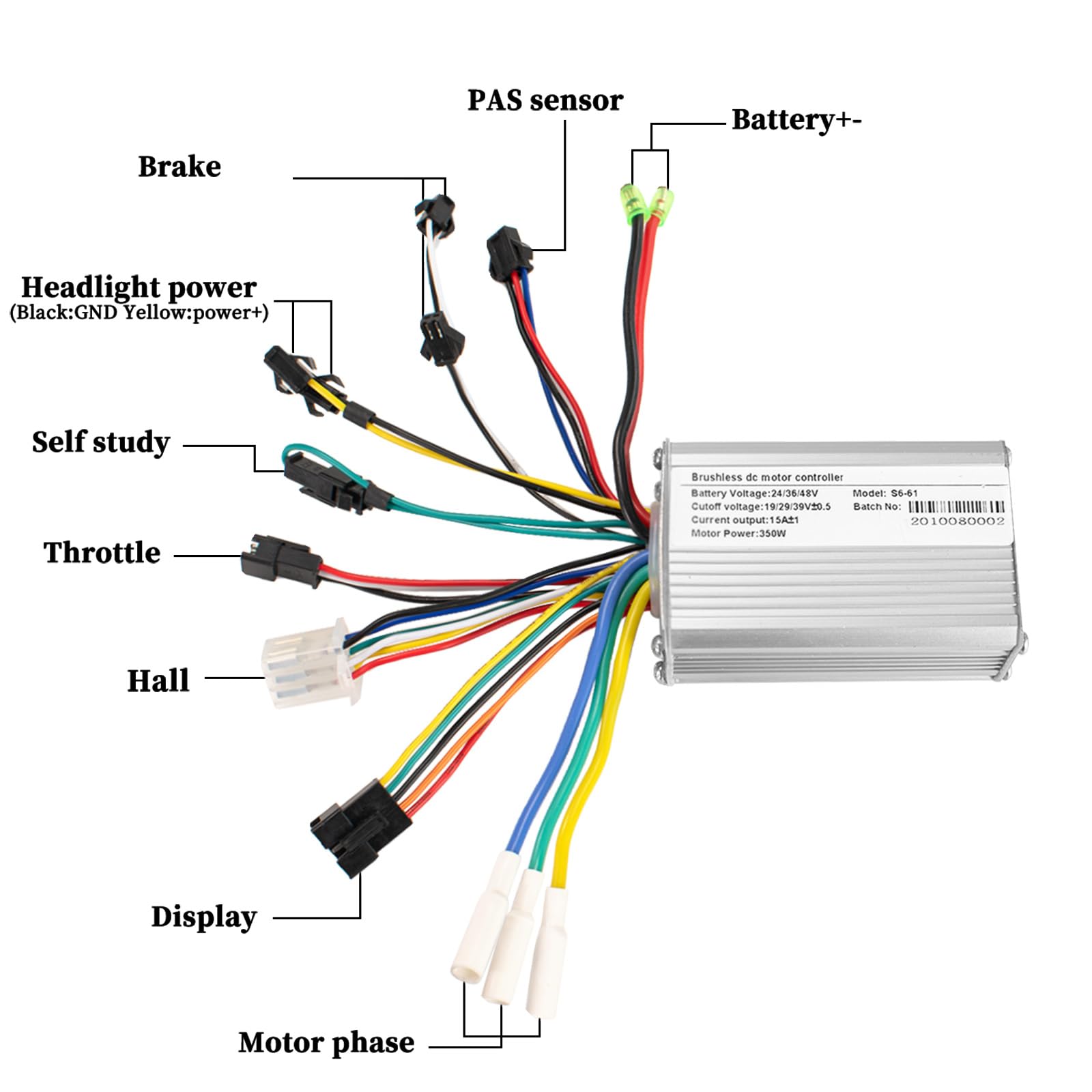 24V 36V 48V Electric Bike Controller Kit 17A 350W Brushless Motor Controller and Ebike LCD Display Electric Scooter Controller Electric Bicycle Speed Controller with Ebike Screen BLDC Controller
