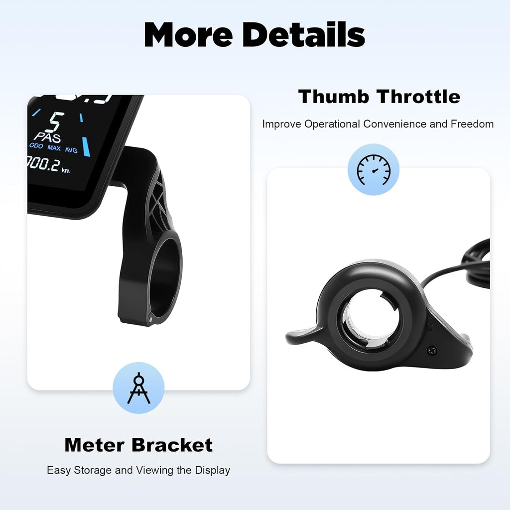 Electric Bicycle Brushless Controller Kit, 36V/48V 750-1200W E-Bike Brushless Controller LCD Display Panel and FOC Sine Wave Controller Set for Electric Bicycles, Tricycles, Scooters