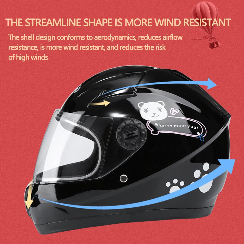 Children Full Face Electric Helmet with Visor, DOT Approved Boys Girls Motorcycle Bicycle MTB Kart Crash Helmet, Youth ATV Dirt Bicycle MTB Kart Bike Racing Helmet for 4-10 Years Kids