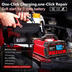 LVYUAN 25Amp Smart Car Battery Charger, 12V/24V Automotive Charger, Lead-Acid Battery, LiFePO4 Battery Maintainer with LCD Display, Trickle Charger, for Lawn Mower, Motorcycle, AGM, STD, Gel, EFB,etc