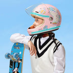DOT Approved Retro Lightweight Kids Full Face Motorcycle Helmet Scooter ATV Motorbike Helmet Cute and Classic Children's Moped Cruiser Chopper Helmet with Visor for 2-14 yeas Old Child