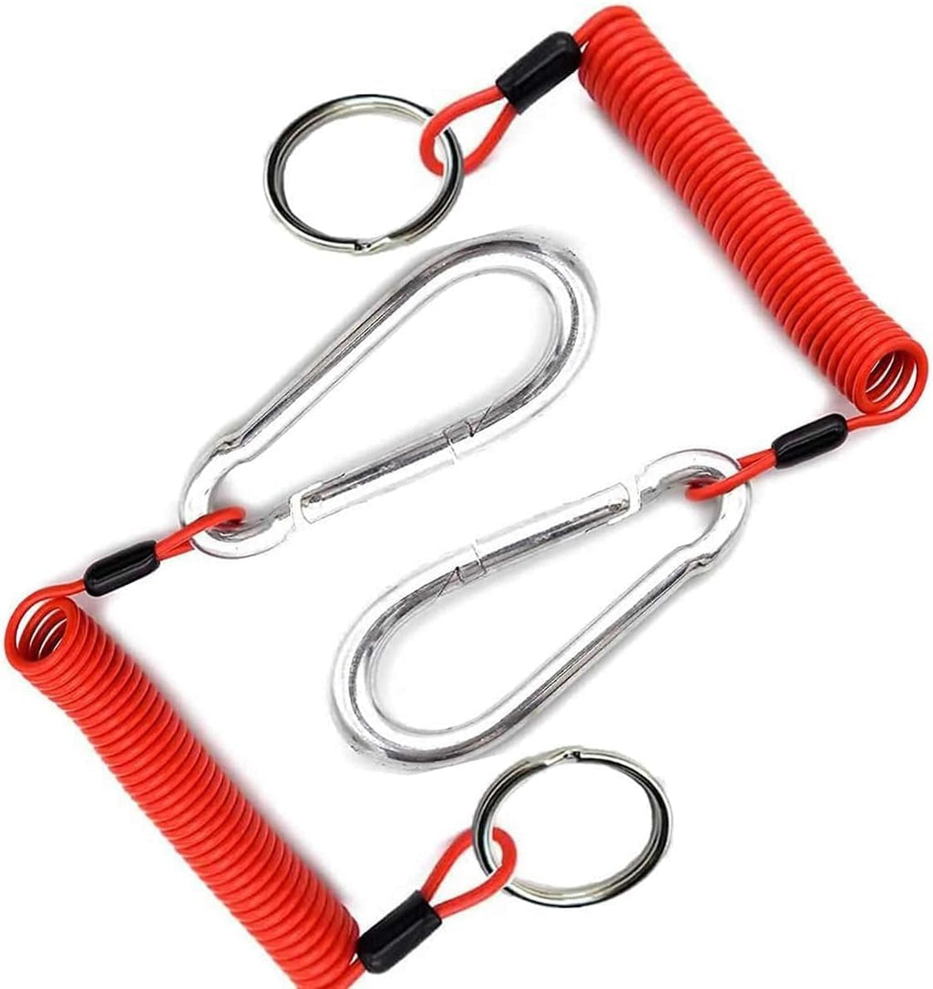 6' Breakaway Trailer Cable Trailer Brake Cable RV Stainless Steel Spring Towing Coiled Wire Safety Straps Ground Clip,for Breakaway Switch 4PCS