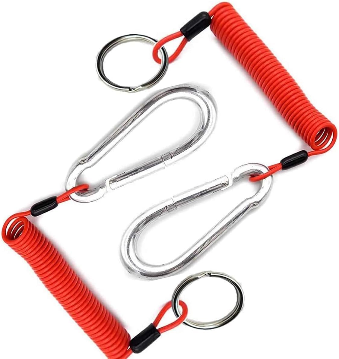 6' Breakaway Trailer Cable Trailer Brake Cable RV Stainless Steel Spring Towing Coiled Wire Safety Straps Ground Clip,for Breakaway Switch 4PCS