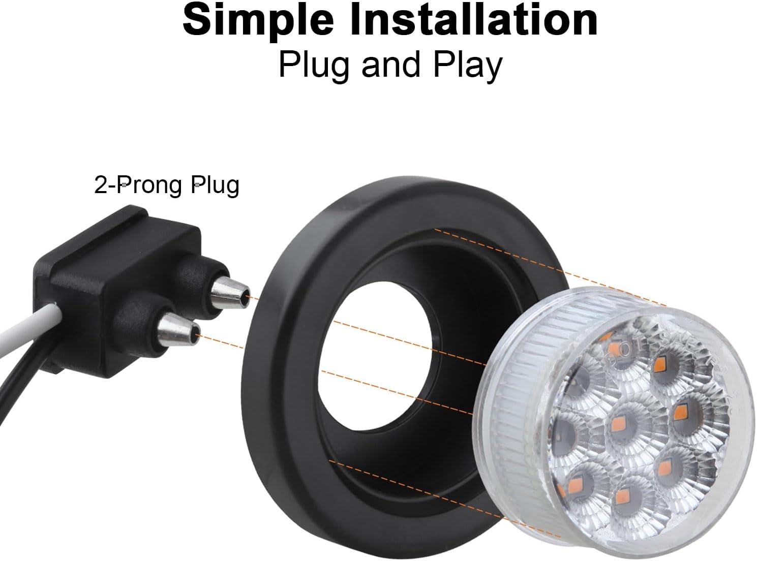 10Pcs 2” Inch Round Led Marker Lights 9 Amber LED Reflectors Clear Lens, 2 Inch Round LED Truck Trailer Clearance Side Marker Lights w/Light Grommets and 2 Prong Trailer Wire Pigtails 12V Waterproof