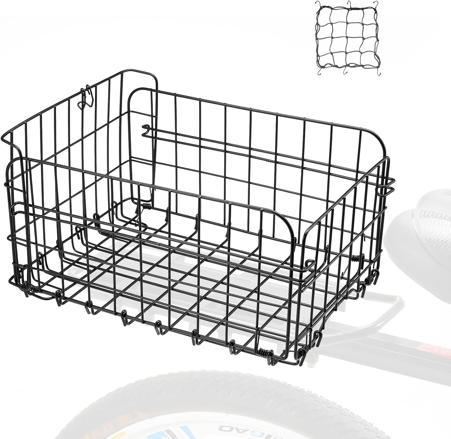 Zacro Bike Basket Rear, Folding Metal Bicycle Basket, Large Quick Release Design Rear Bike Basket, Ebike Basket for Adult Women/Men Carrying Dogs, Pets, Fruit & Grocery, Beige