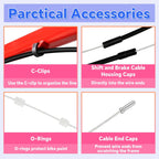 101Pcs Bike Brake Cable Kit with Stainless Steel Wire Cutter, Including Brake and Shifter Cable, Cable End Caps, O-Rings, C-Clips Clamps, Rubber Sleeve and V Brake Guide Inside