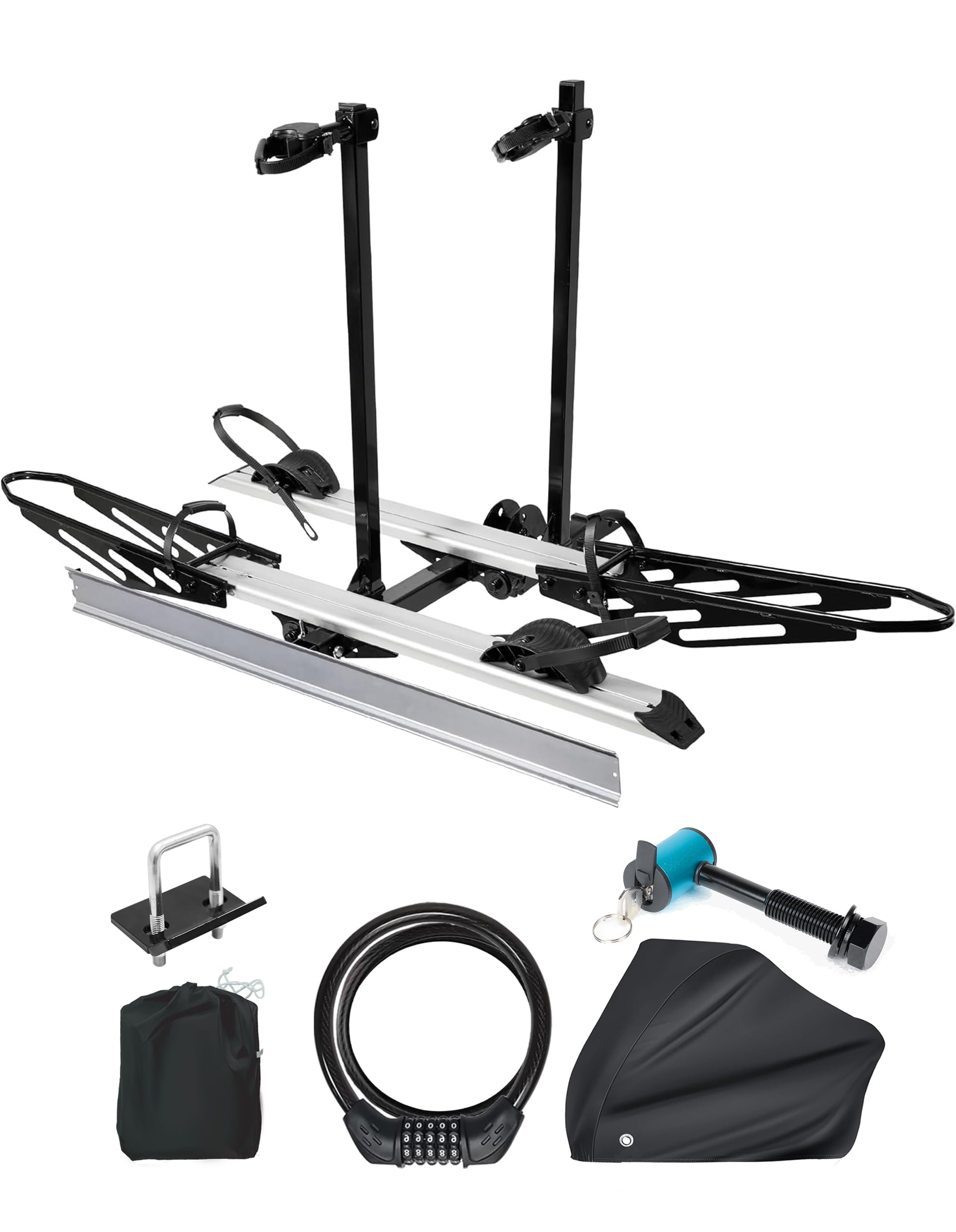 RokRack S One 1-Ebike Rack with Ramp, 100 lbs Capacity, Single Hitch Mount Electric Bike Rack, Fits up to 5" Fat Tire Width and 50" Wheelbase, Ebike Carrier Rack for 2" Receiver for Cars SUVs Vans RVs