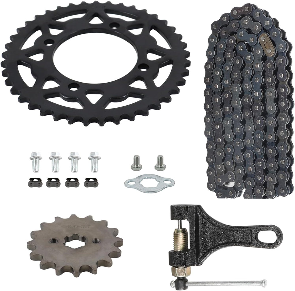 420 Chain 41 Tooth Rear Sprocket 76mm Front 16 Toothe 17mm with Chain Breaker for Chinese 50 70 90 110 125cc SSR CRF50 CRF70 XR50 Mini Bike ATV Go Kart Taotao Coolster Pit Dirt Bike