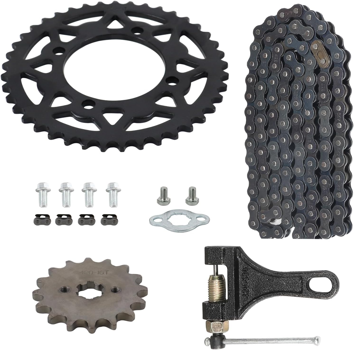 420 Chain 41 Tooth Rear Sprocket 76mm Front 16 Toothe 17mm with Chain Breaker for Chinese 50 70 90 110 125cc SSR CRF50 CRF70 XR50 Mini Bike ATV Go Kart Taotao Coolster Pit Dirt Bike