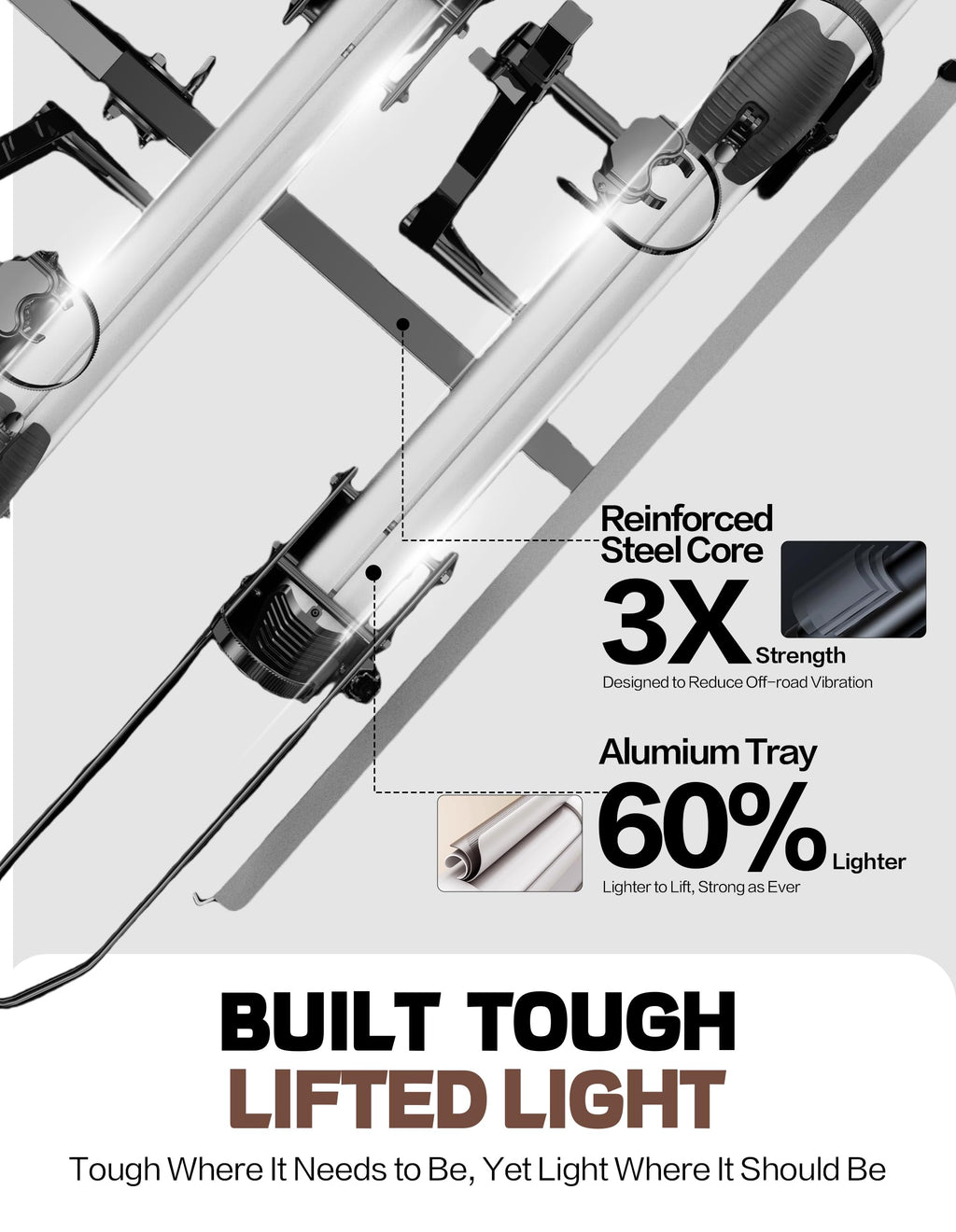 RokRack S One 1-Ebike Rack with Ramp, 100 lbs Capacity, Single Hitch Mount Electric Bike Rack, Fits up to 5" Fat Tire Width and 50" Wheelbase, Ebike Carrier Rack for 2" Receiver for Cars SUVs Vans RVs