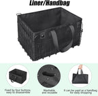 RAYMACE Bike Basket Rear,Bicycle Basket with Removable Liner,Rainproof Cover and Cargo Net,Folding Bike Baskets for Adult,Quick Release Design Fits for Most Rear Mounted Bike Rack