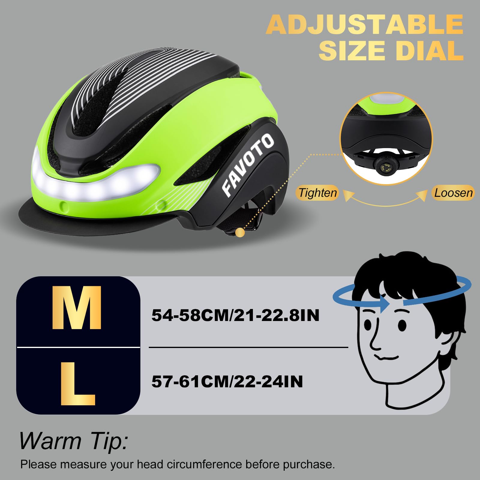 Favoto Bike Helmet with Turn Signals - CPSC Certificated Dual Shell Helmet with Removable Visor & Goggles USB Rechargeable