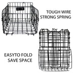 Folding Rear Bike Basket, Huntoshon Quickly Release Metal Bicycle Rack Cargo Basket with Strap & Reflective Tail Light for Most Mounted Bike Rack