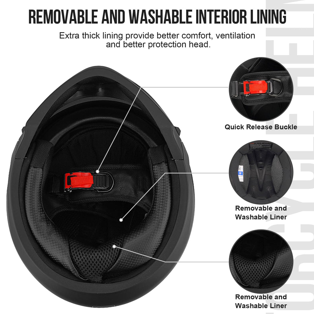 Full Face Motorcycle Helmet for Unisex-Adult Dirt Bike ATV Scooter Cruiser 3/4 Face Motocross Helmet Interchangeable Mouth Cover DOT Approved