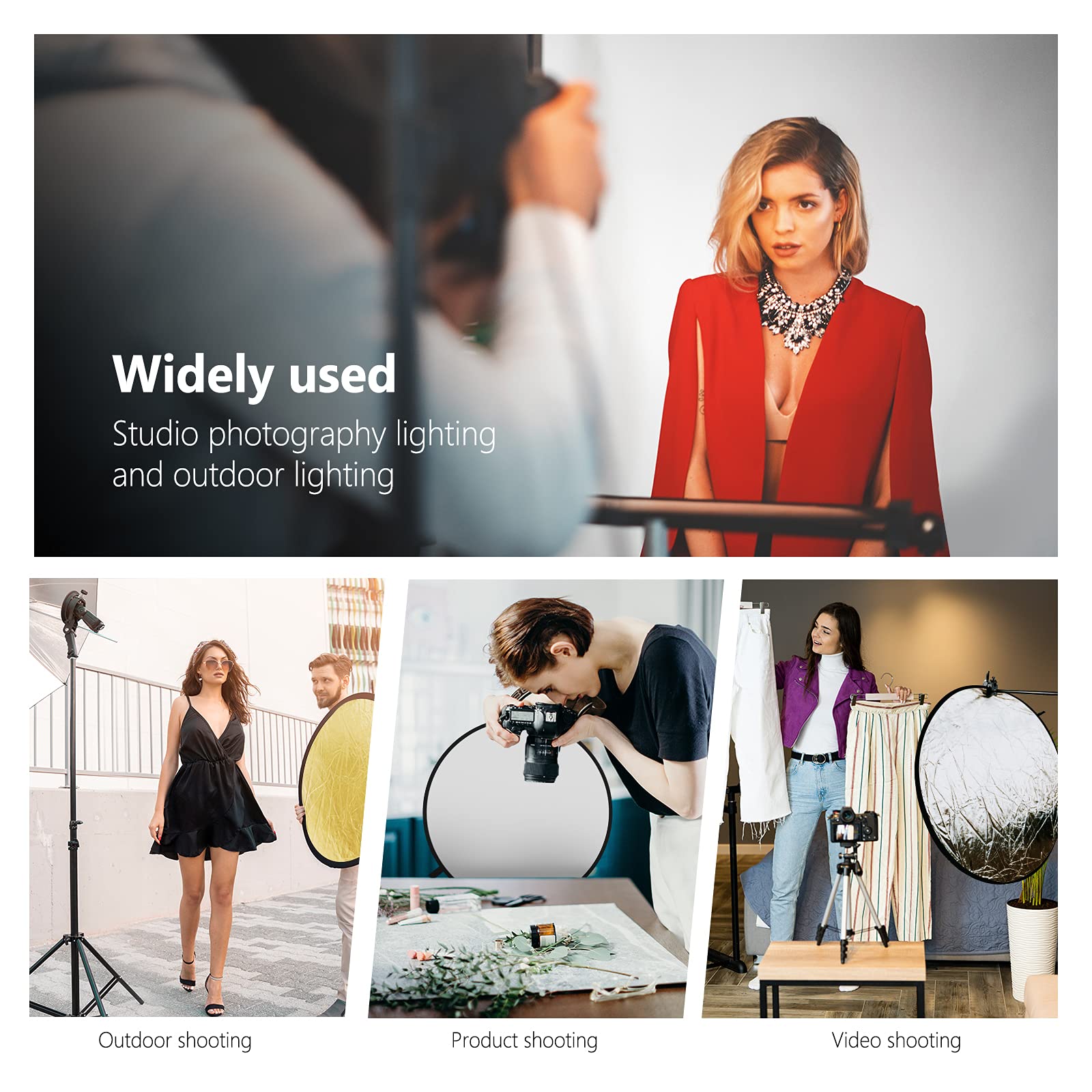 NEEWER 43 Inch/110 Centimeter Light Reflector Diffuser 5 in 1 Collapsible Multi Disc with Bag - Translucent, Silver, Gold, White, and Black for Studio Photography Lighting Outdoor