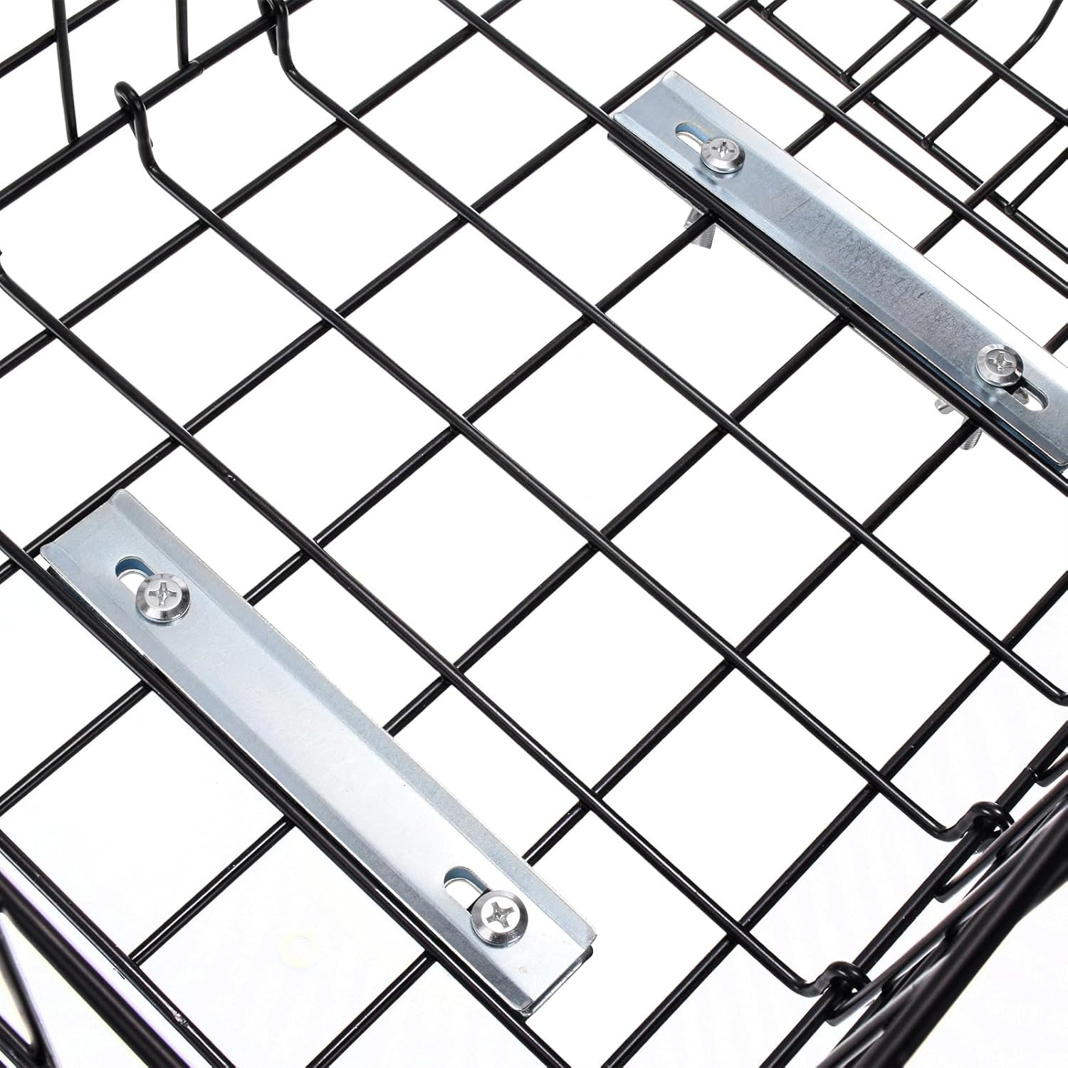 Suwimut Folding Rear Bike Basket, Quickly Release Metal Wire Bicycle Basket Cargo Rack with Strap & Reflective Tail Light for Most Mounted Bike Rack, Adult Women Men Carrying Dogs, Pets, Grocery