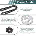 Chain Sprocket Kit, T8F Front and Rear Sprocket Chain Replacement High Power Steel T8F Gear Chain Set for Modified Karts ATVs and Mini Motorcycles
