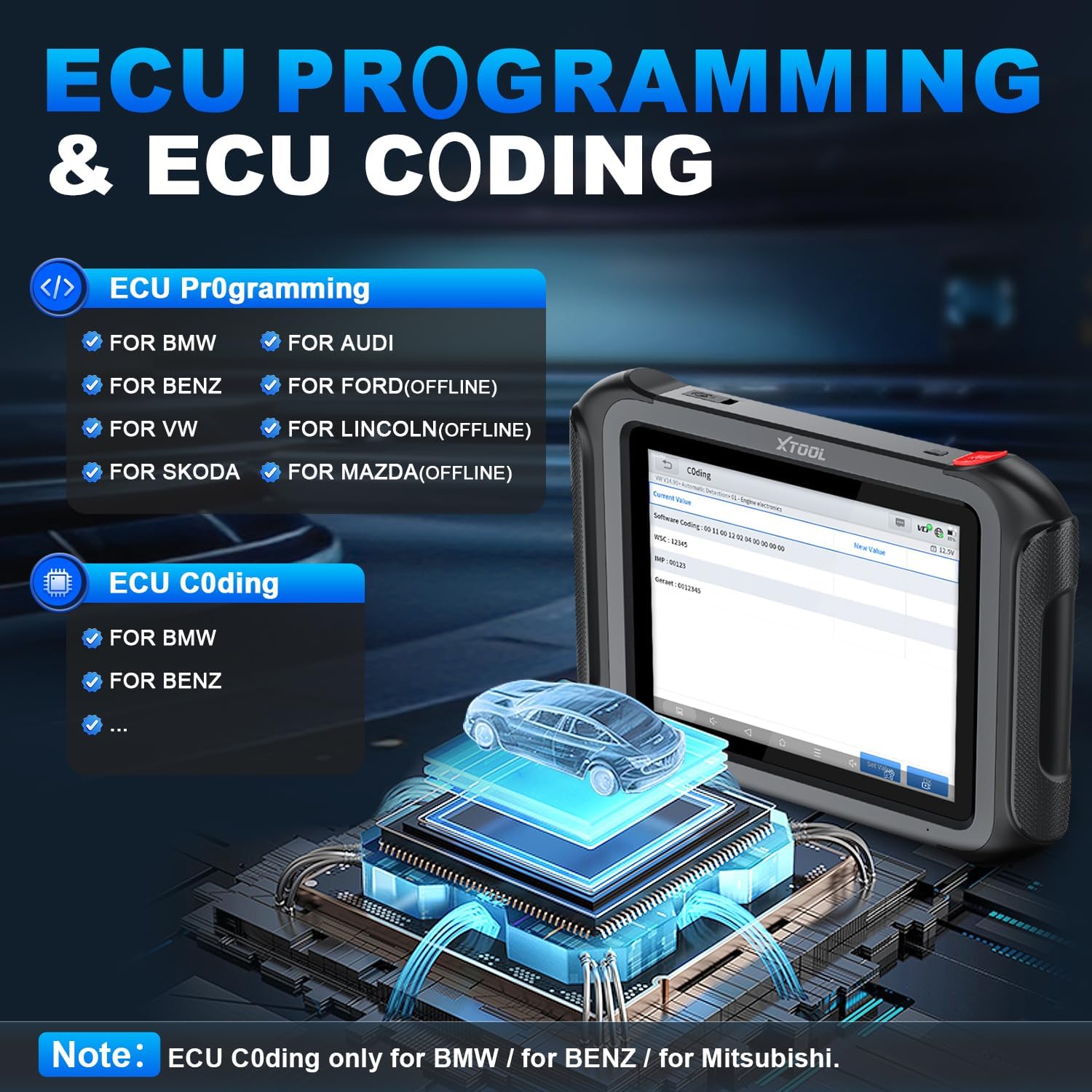 XTOOL Scanner D9S PRO, ECU Pr0gramming/C0ding OBD2 Scanner, Wireless Bidirectional scan Tool, High-End with Topology, 45+ Resets, Full System, PMI, FCA/CAN FD/DoIP, 3-Yr Update