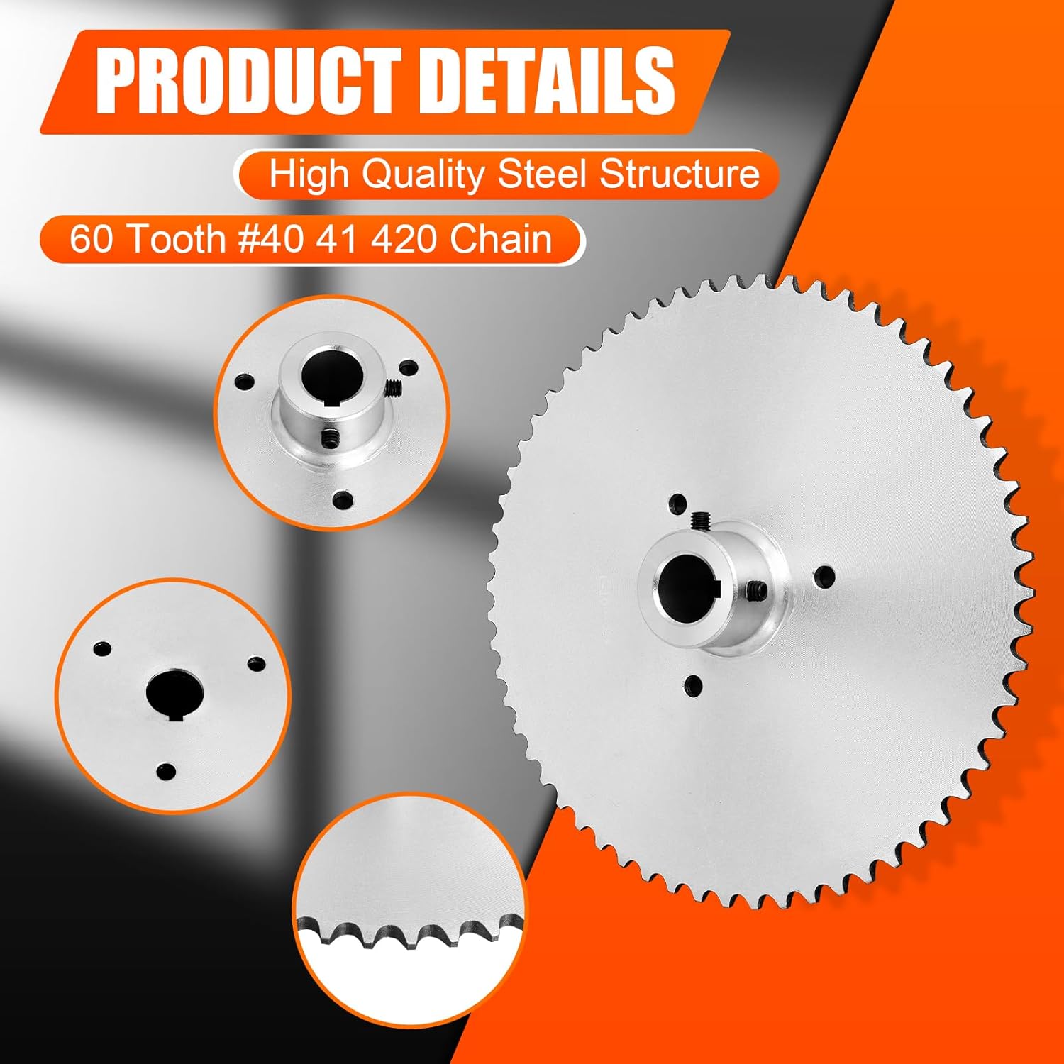 60 Tooth Go Kart Live Axle Sprocket for 40 41 420 Chain with 1" Bore 1/4" Keyway Compatible with Yerf-Dog Murray Go Karts by Podoy