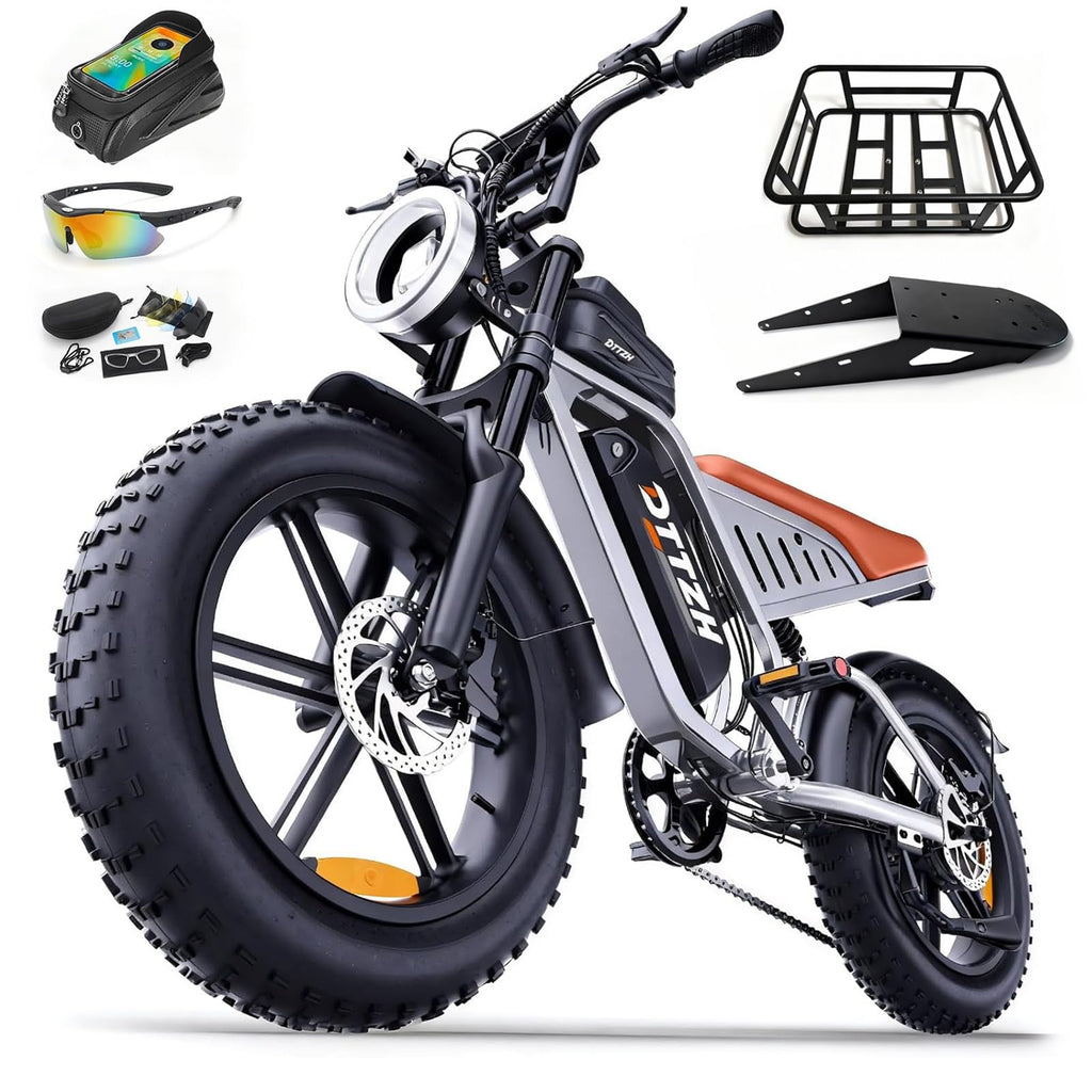 Bicicleta eléctrica DTTZH F6/F6S/F6PRO para adultos con NFC y desbloqueo por contraseña, 4000/2000/1500 W, 50/40/33 MPH, 60 V 30 Ah, 48 V 15/25 Ah, 160-96 km, motocicleta eléctrica todoterreno con neumáticos anchos de 20" 