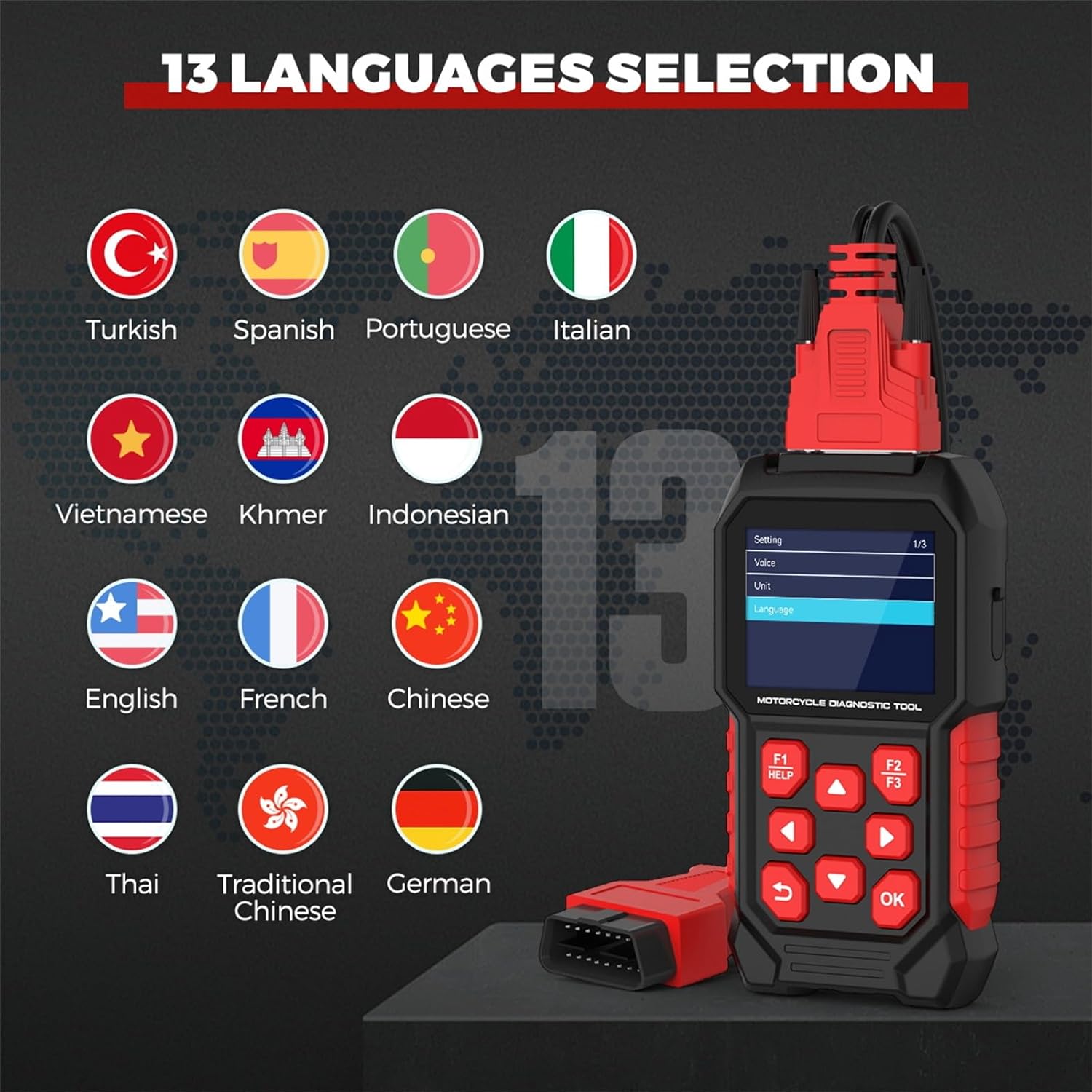 Motorcycle Diagnostic Tool,M4 Motorcycle Scan Tool,Motorbike Code Reader Scanner for KAWASAKI-4/5/6P,YAMAHA-3/4P,Honda 4P,SUZUKI-I-4P,SUZUKI-III-6P,KAWASAKI-1/2/3P,Vespa/KTM/Generation IV-6P