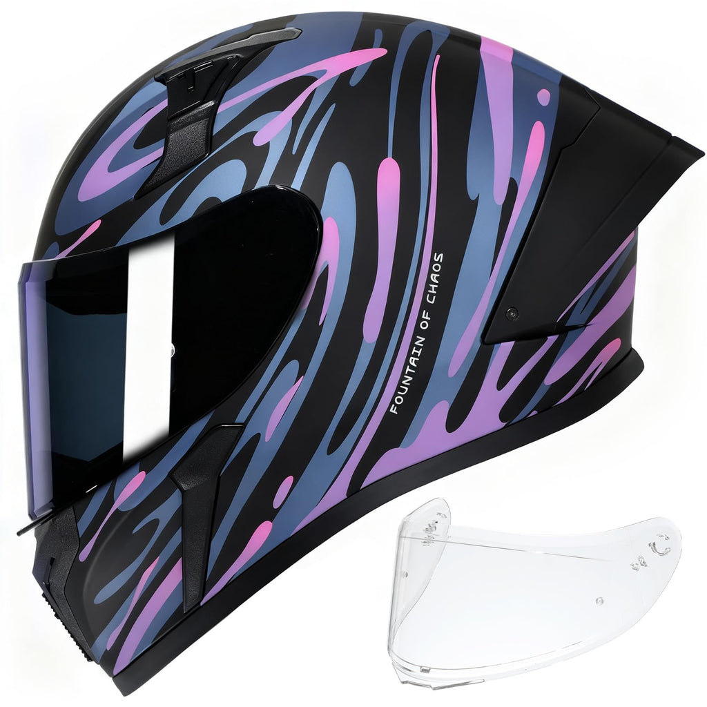 CYRIL Full Face Motorcycle Helmets for Adults Men & Women with Tinted and Clear Visor Meet Dot Approved