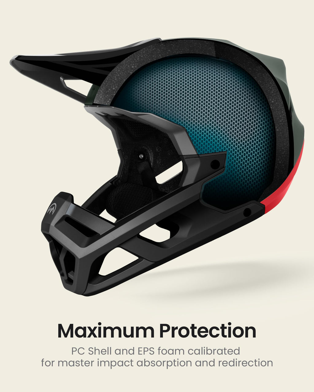 OutdoorMaster Full Face Mountain Bike Helmet for Men & Women-Two Removable Chin Pad Mountain Bike Helmet Grizzly, Ventilation Lightweight Racing Downhill DH BMX MTB Helmet