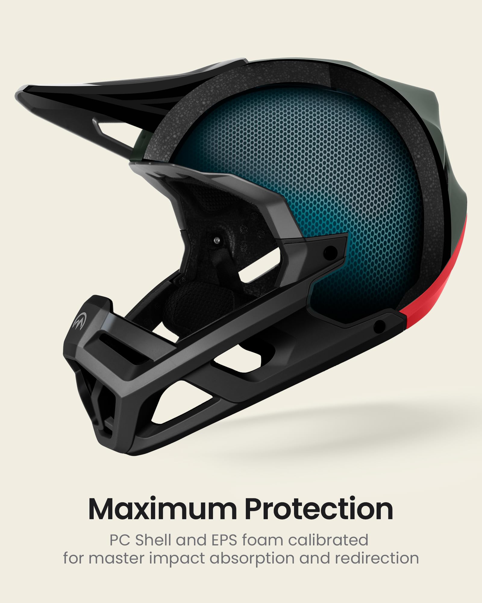 OutdoorMaster Full Face Mountain Bike Helmet for Men & Women-Two Removable Chin Pad Mountain Bike Helmet Grizzly, Ventilation Lightweight Racing Downhill DH BMX MTB Helmet