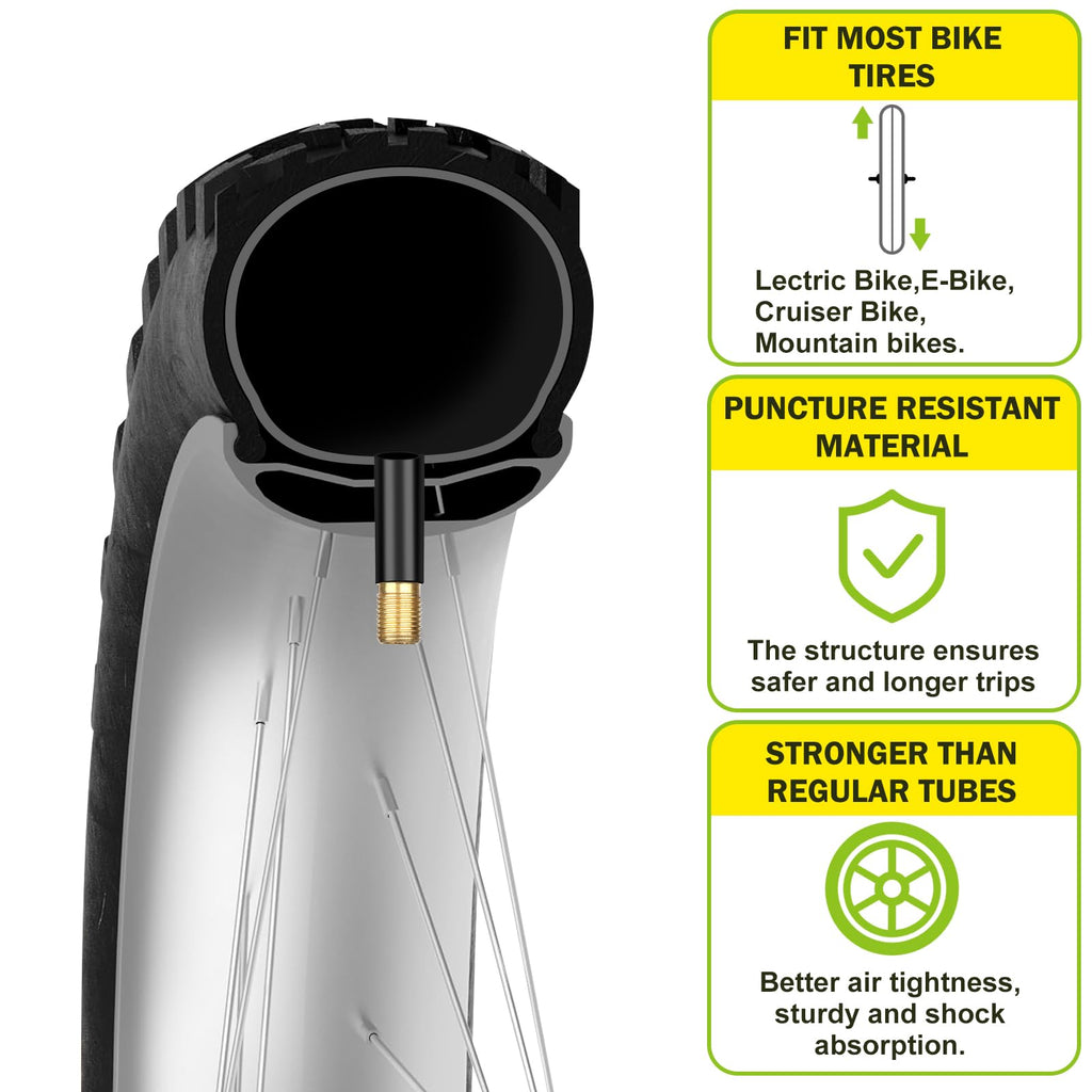 2 Pack 12"/14"/16"/18"/ 20"/ 22"/24"/ 26"/27.5"/28"/29" x1.75/1.95/2.10/2.125 Bicycle Tube with 2 Tire Levers, with 32mm AV Schrader Valve, Reliable Inner Tube for Kids/Road/MTB Bike (2 of One Size)