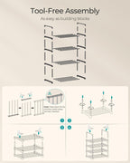 SONGMICS Shoe Rack, 3-Tier Shoe Organizer, Metal Storage Shelf, Upright or Upside Down, for 16-20 Pairs, Stackable, for Entryway, 11.8 x 36.2 x 21.7 Inches, Black ULSA303B02
