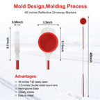 Driveway Reflectors Markers for Snow Plowing, 36-48" Reflective Driveway Steel Metal Reflective Post, Double-Sided High Visible Rustproof Design(4 pack)