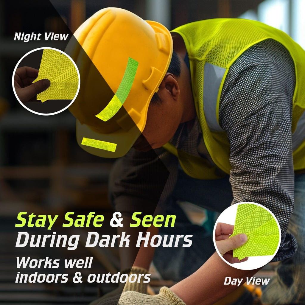 SmartSign 1.2 x 6 inch Red Reflective Strips - Pack of 4, Premium 3M Diamond Grade Reflective Stickers for Night Safety/Backpacks/Bicycles/Vehicles, Hi-Tack Adhesive, Made in USA