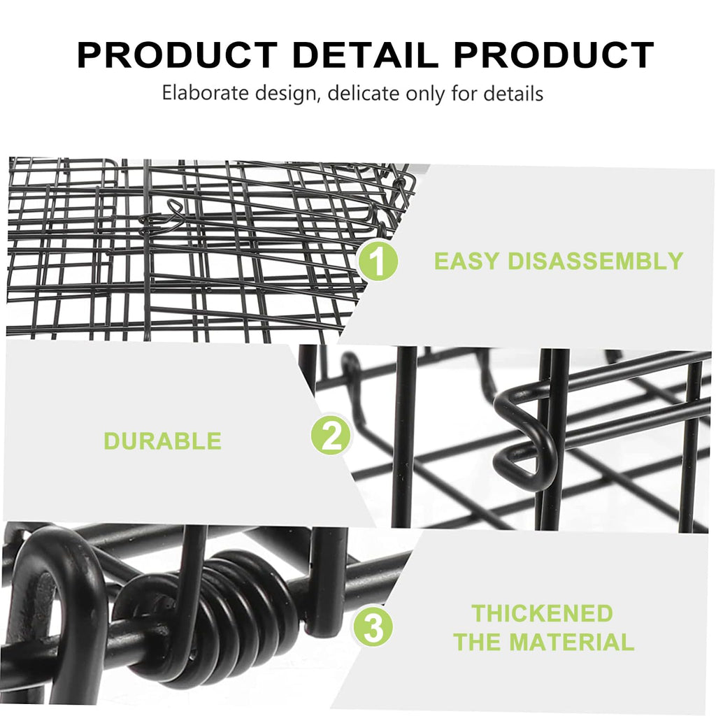 Folding Rear Bike Basket, Huntoshon Quickly Release Metal Bicycle Rack Cargo Basket with Strap & Reflective Tail Light for Most Mounted Bike Rack