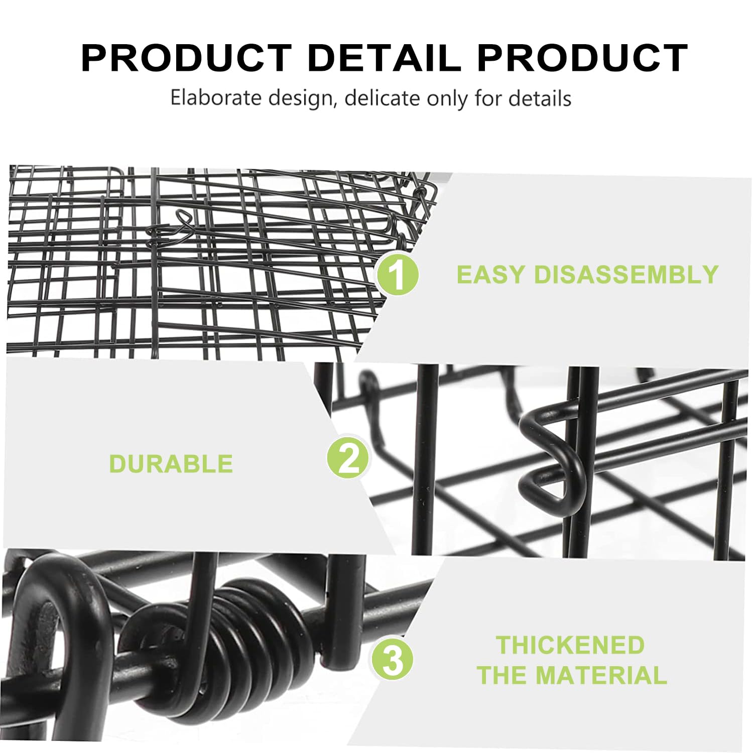 Folding Rear Bike Basket, Huntoshon Quickly Release Metal Bicycle Rack Cargo Basket with Strap & Reflective Tail Light for Most Mounted Bike Rack