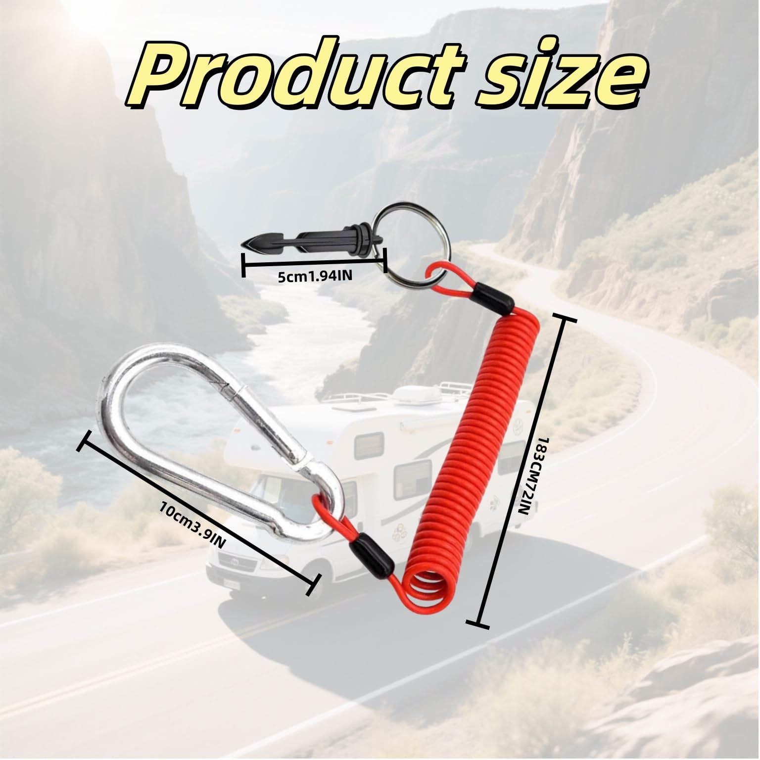 6' Breakaway Trailer Cable Trailer Brake Cable RV Stainless Steel Spring Towing Coiled Wire Safety Straps Ground Clip,for Breakaway Switch 4PCS