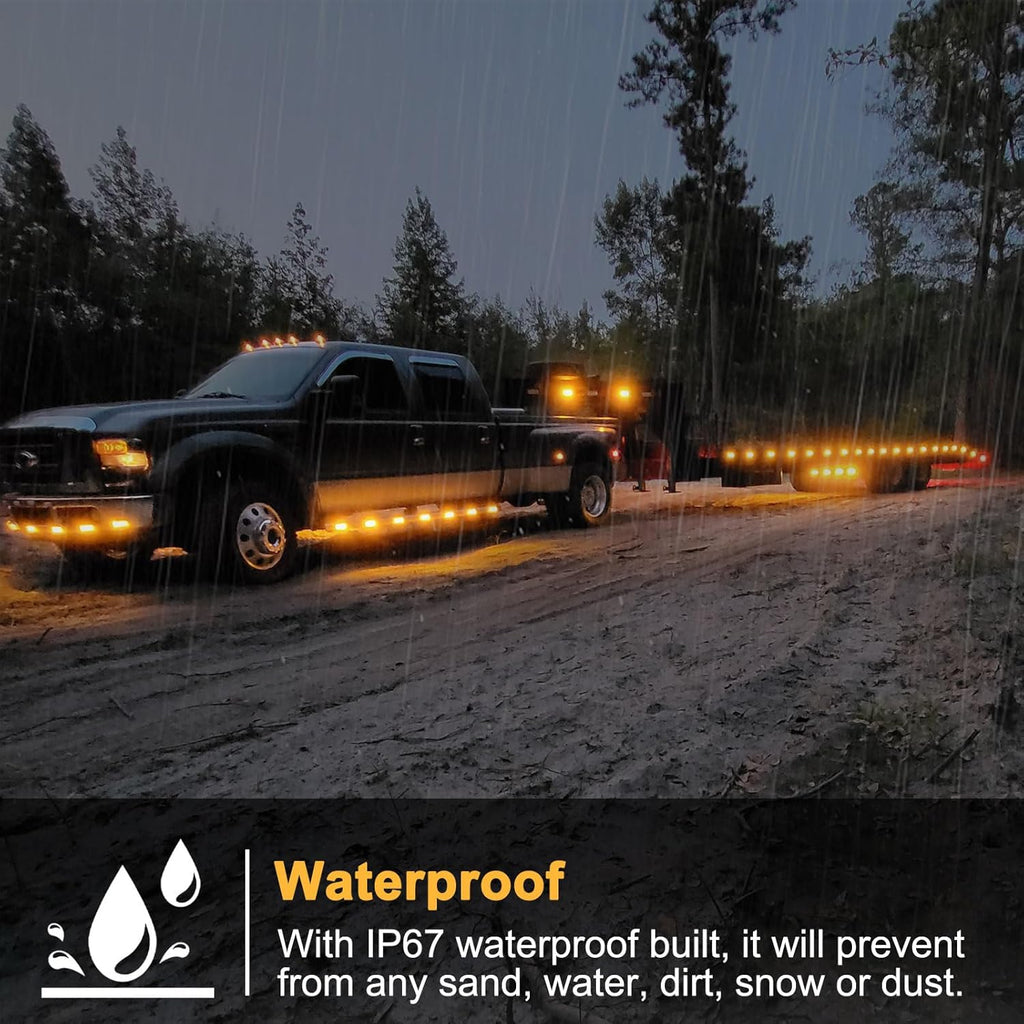 10Pcs 6" Inch Rectangle Led Trailer Side Marker Clearance Lights 20 LED Reflectors, Rectangular Amber 6" x 2" LED Marker Lights Aux Turn Signals Surface Mount Sealed Truck RV Waterproof