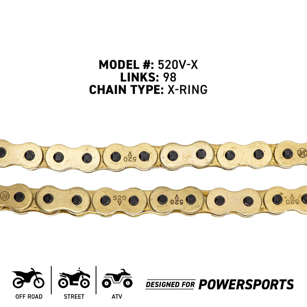 NICHE Drive Sprocket Chain Combo for Yamaha Raptor 350 350SE Front 13 Rear 38 Tooth 520NZ Standard 98 Links