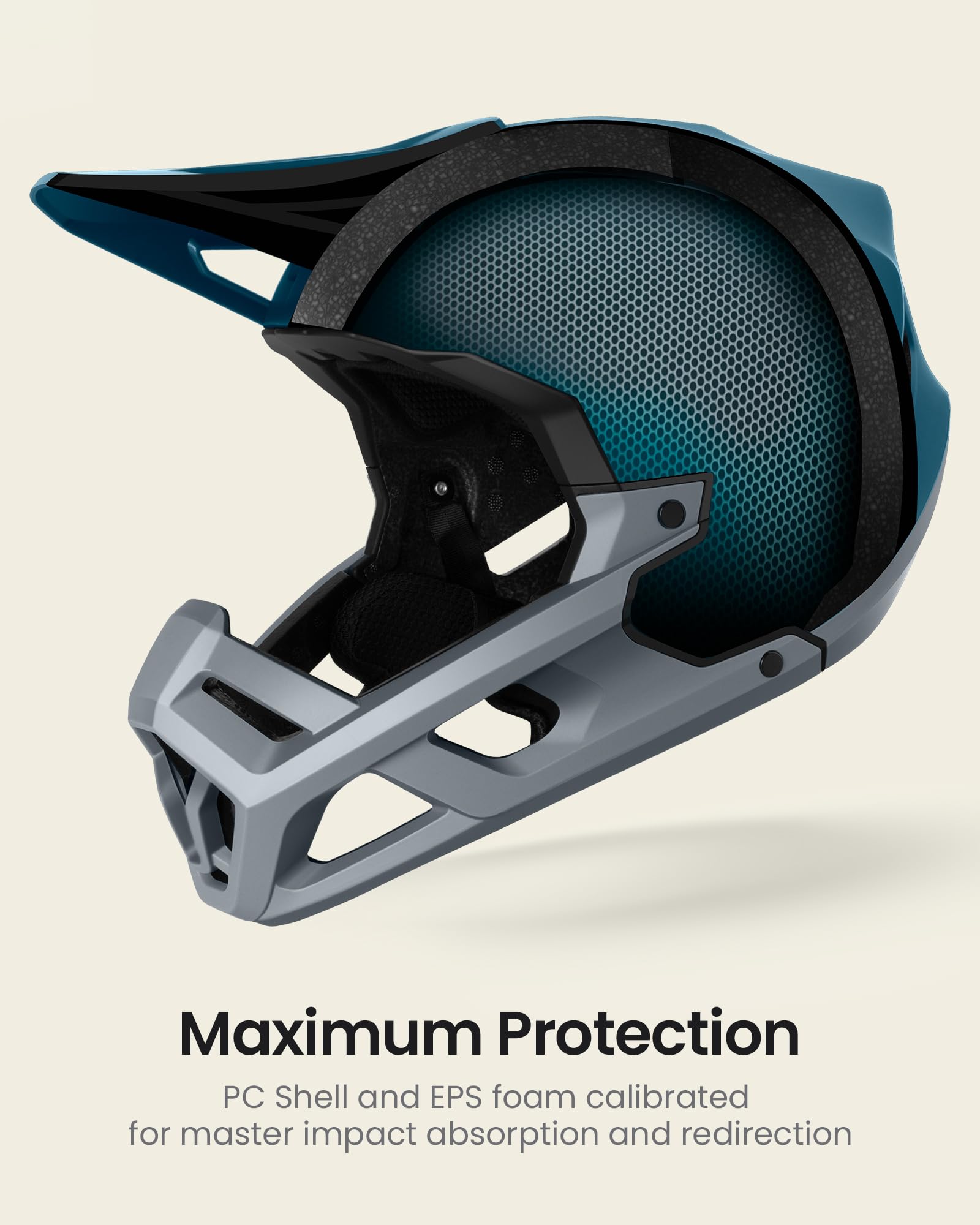 OutdoorMaster Full Face Mountain Bike Helmet for Men & Women-Two Removable Chin Pad Mountain Bike Helmet Grizzly, Ventilation Lightweight Racing Downhill DH BMX MTB Helmet