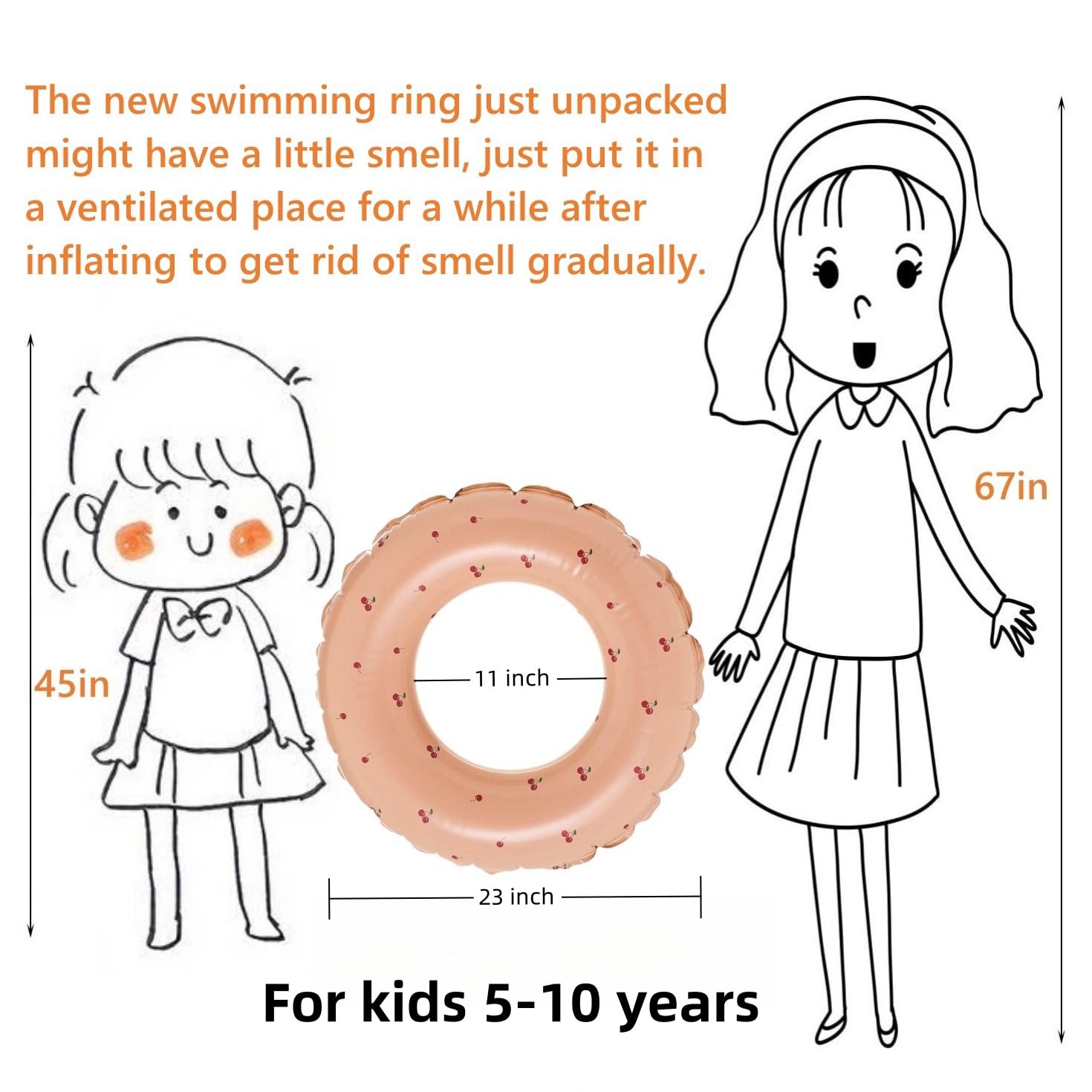 Swimming Pool Floats for Kids Ages 5-10, Inflatable Tubes With Simple Stripes, Cute Swim Rings, Floaties Water Toys for Beach Party