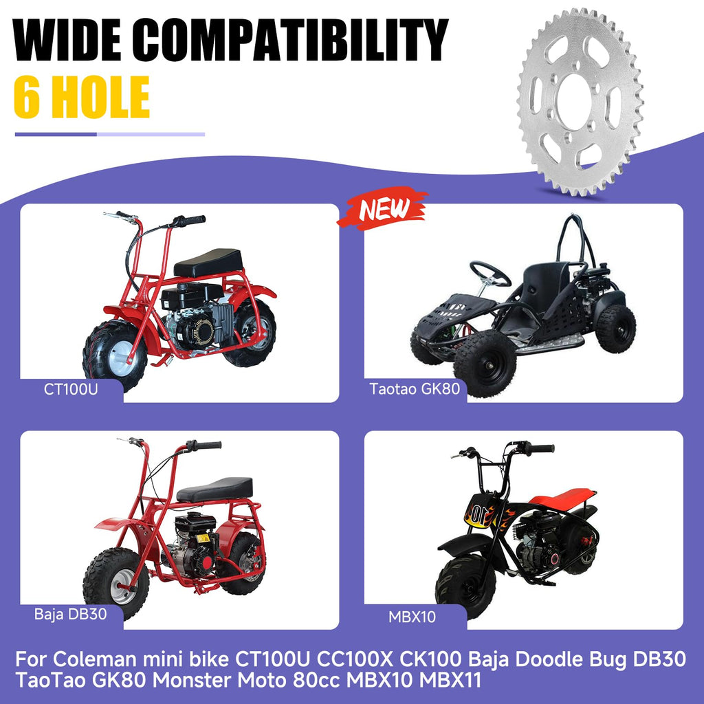 35 Chain Sprocket 40 Tooth Compatible with Coleman Mini Bike CT100U CC100X CK100 Baja DB30 TaoTao GK80 Monster Moto 80cc MBX10 MBX11 Predator 79cc 97cc 98cc 100cc 2.5hp Go Kart Parts