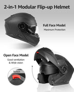 YEMA Modular Motorcycle Helmets, DOT Approved Full Face Motorcycle Helmet with Flip Up Dual Visor, Helmets for Adults Men Women Helmets for Street Scooter ATV E-Bike - YM-926