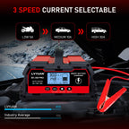 LVYUAN 25Amp Smart Car Battery Charger, 12V/24V Automotive Charger, Lead-Acid Battery, LiFePO4 Battery Maintainer with LCD Display, Trickle Charger, for Lawn Mower, Motorcycle, AGM, STD, Gel, EFB,etc