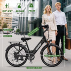 Peak 1000W Electric Bike for Adults, 75 Miles PAS Range, 48V 10.4Ah Removable Battery E Bikes, 26" Fat Tire Electric Bicycles, 28 MPH 7-Speed Commuter Ebike, UL2849 Certified, Max 330LBS